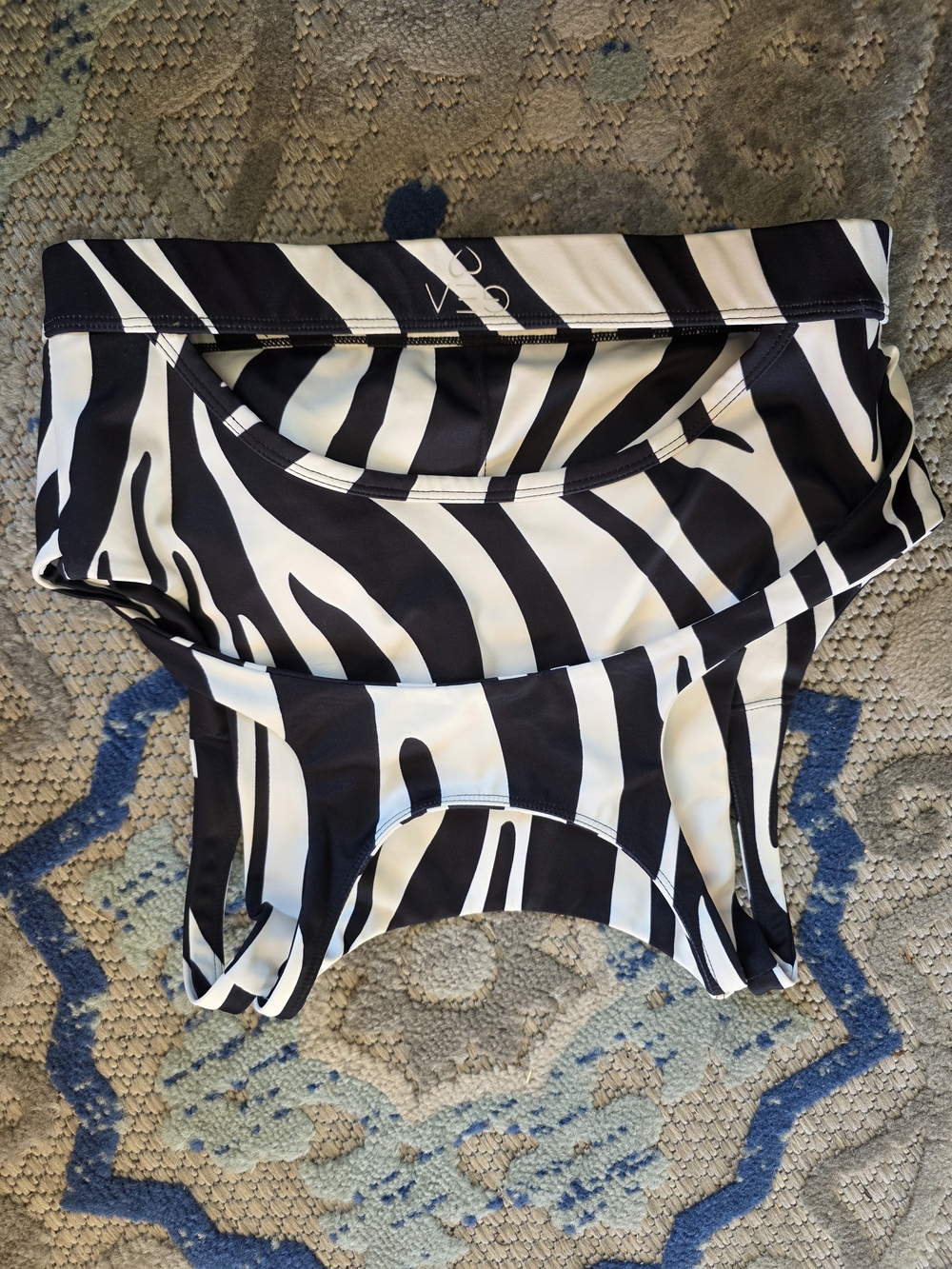 TOVE Black and White Zebra Print Sports Bra